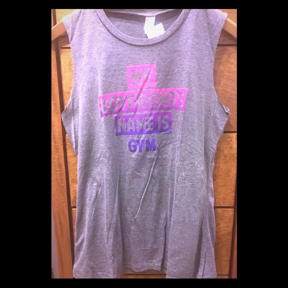 corner shop Tops - MY BOYFRIEND’s NAME IS GYM TEE, THE CORNER SHOP ,LARGE